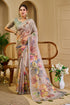 Cream Tissue Handloom Saree with Floral Print & Running Blouse