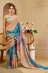 Cream Tissue Cotton Saree with Blue Floral Digital Print for Women