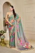 Mint Green Tissue Handloom Saree with Floral Print and Zari for Women