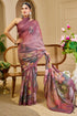 Maroon Tissue Cotton Saree with Floral Print and Zari Work for Women
