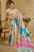 Cream Floral Tissue Cotton Saree with Zari Work and Tassels for Women