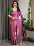 Plum Satin Floral Print Saree with Unstitched Blouse Fabric for Women