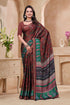 Maroon Floral Printed Mul Cotton Saree for Women