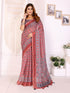 Rust Printed Chanderi Cotton Saree with Traditional Borders for Women