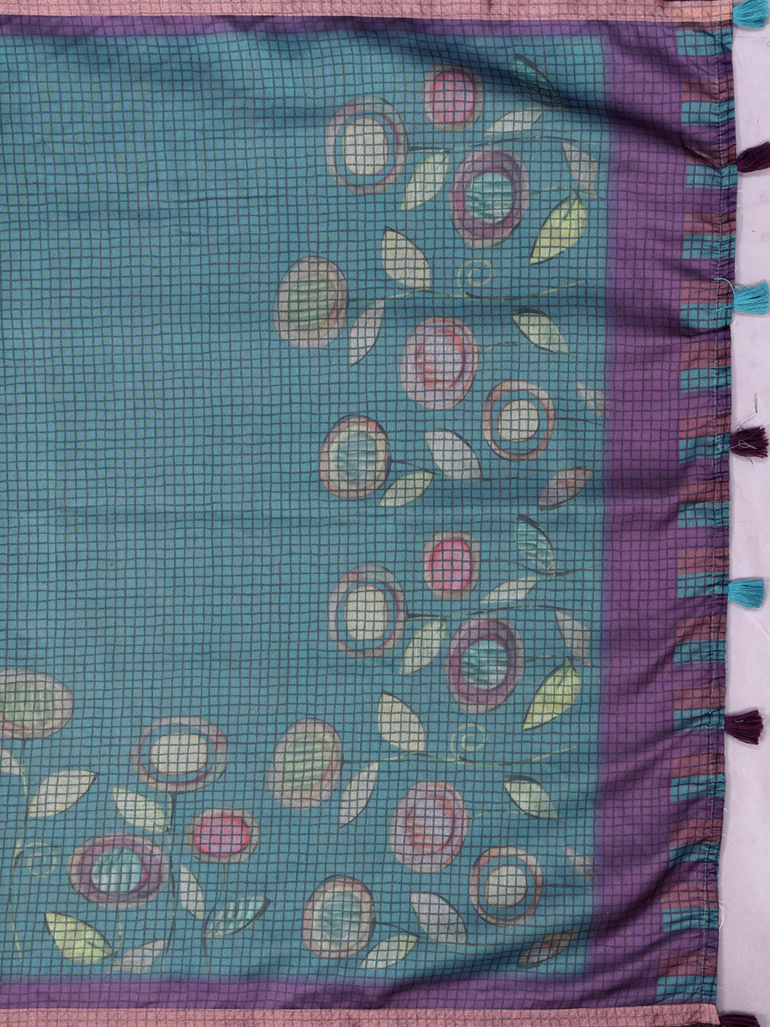 Black Chanderi Cotton Saree with Contemporary Checked Weave for Women