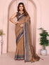 Mustard Brown Chanderi Cotton Saree with Polka Print Border for Women
