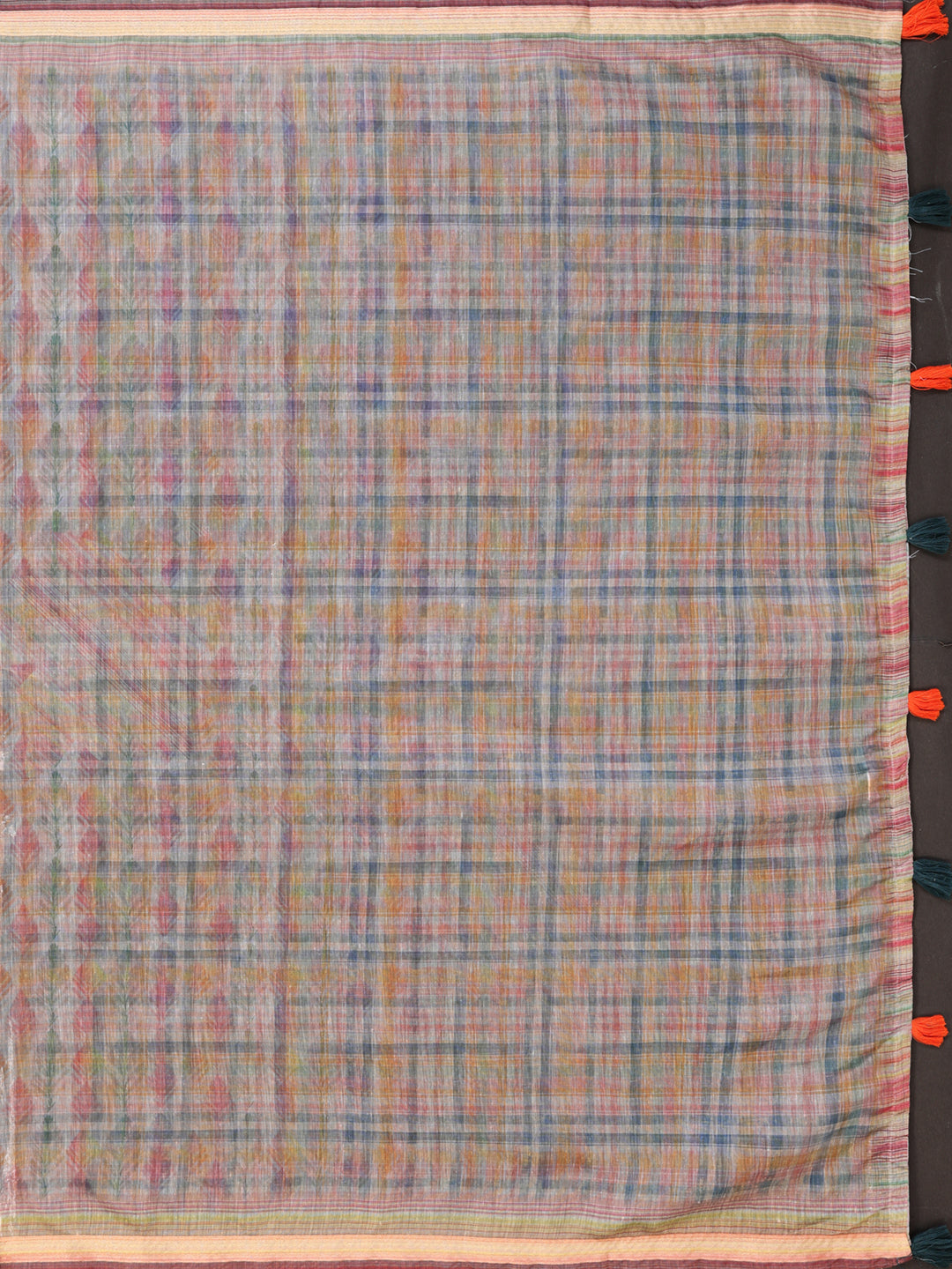 Multicolor Chanderi Cotton Saree with Artistic Leaf Pattern for Women