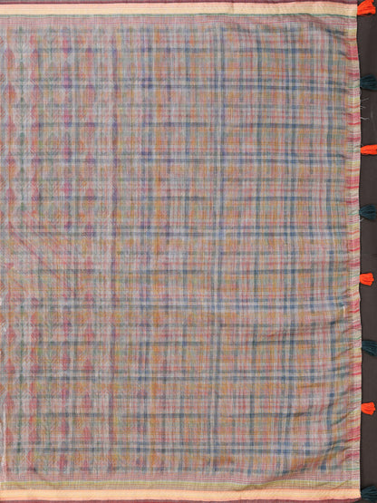 Multicolor Chanderi Cotton Saree with Artistic Leaf Pattern for Women