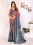 Black Chanderi Cotton Saree with Multicolor Geometric Print for Women