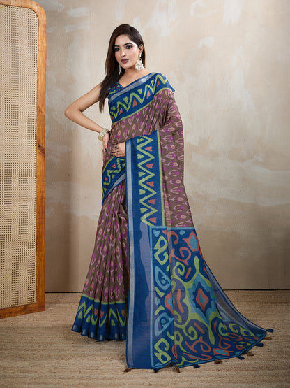 Mauve Chanderi Cotton Woven Motif Saree For Her Styles! for Women