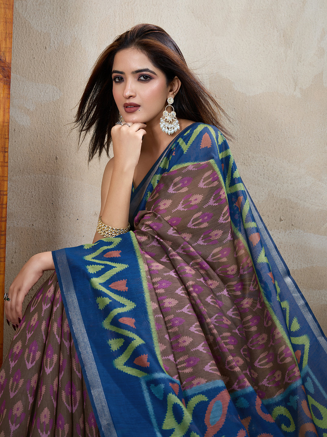 Mauve Chanderi Cotton Woven Motif Saree For Her Styles! for Women