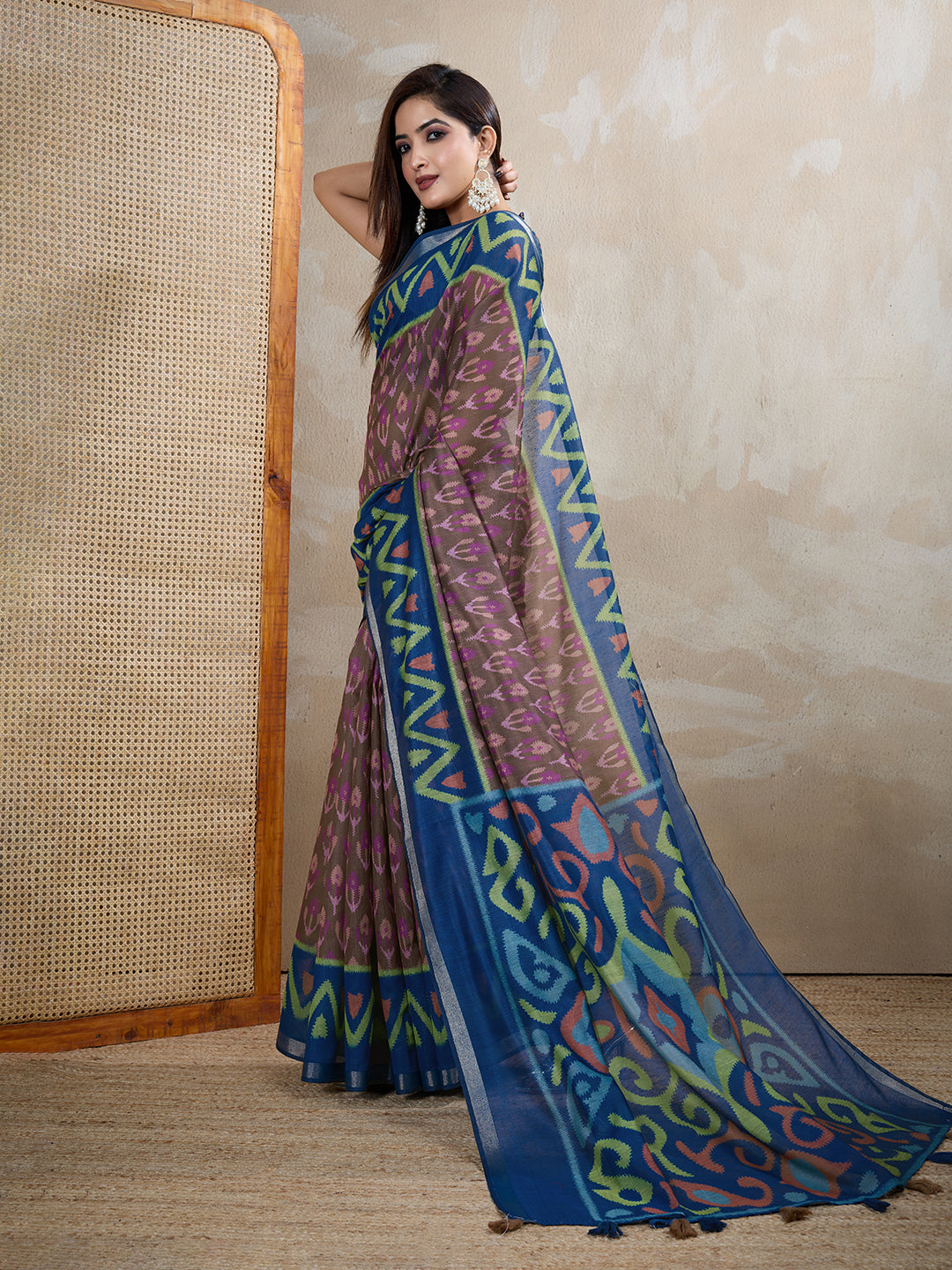 Mauve Chanderi Cotton Woven Motif Saree For Her Styles! for Women