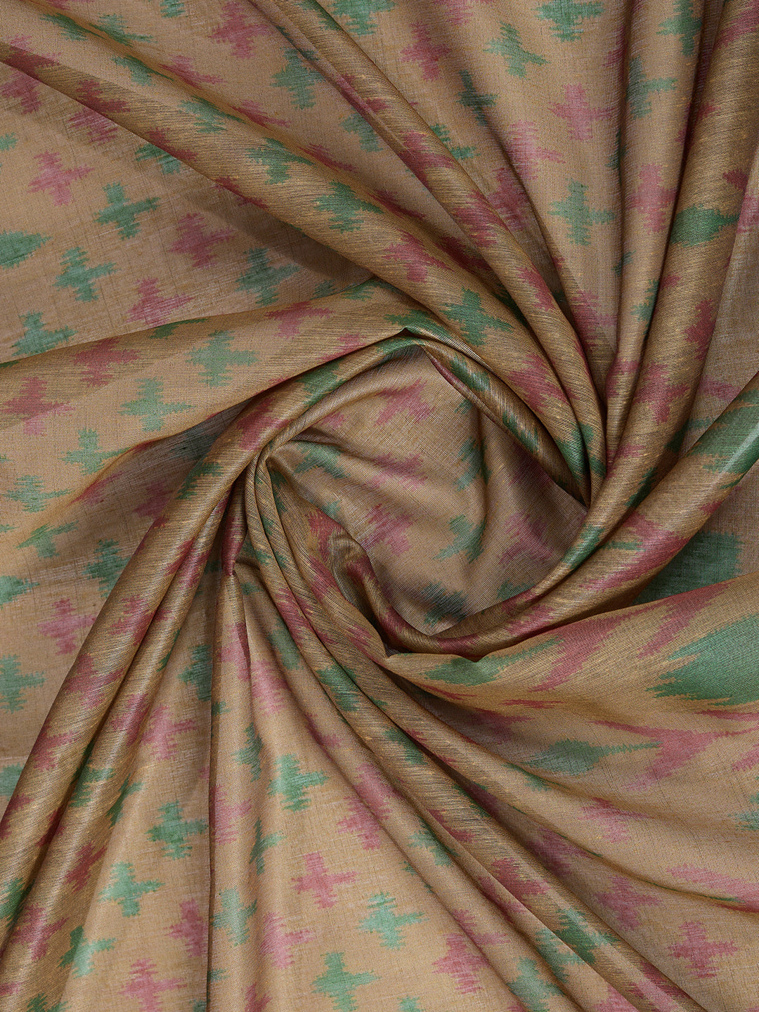 Olive Green Chanderi Cotton Ikat Print Saree Now for Women