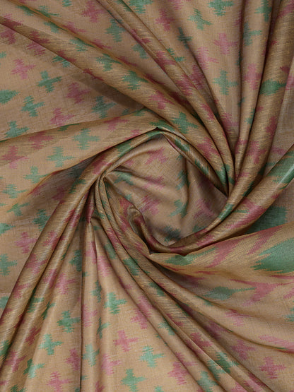 Olive Green Chanderi Cotton Ikat Print Saree Now for Women