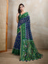 Royal Blue Chanderi Cotton Printed Saree for Women