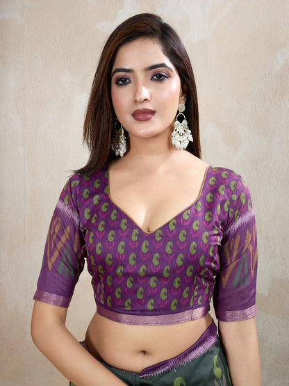 Charcoal Chanderi Cotton Saree with Multicolor Woven Motifs for Women