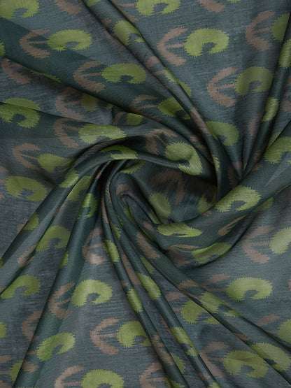Charcoal Chanderi Cotton Saree with Multicolor Woven Motifs for Women