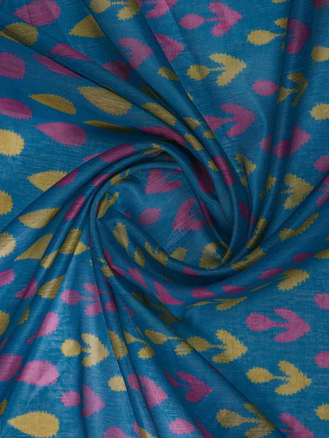 Teal Blue Chanderi Cotton Saree with Artistic Woven Pattern for Women