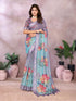 Lavender Floral Shimmer Linen Cotton Saree for Women