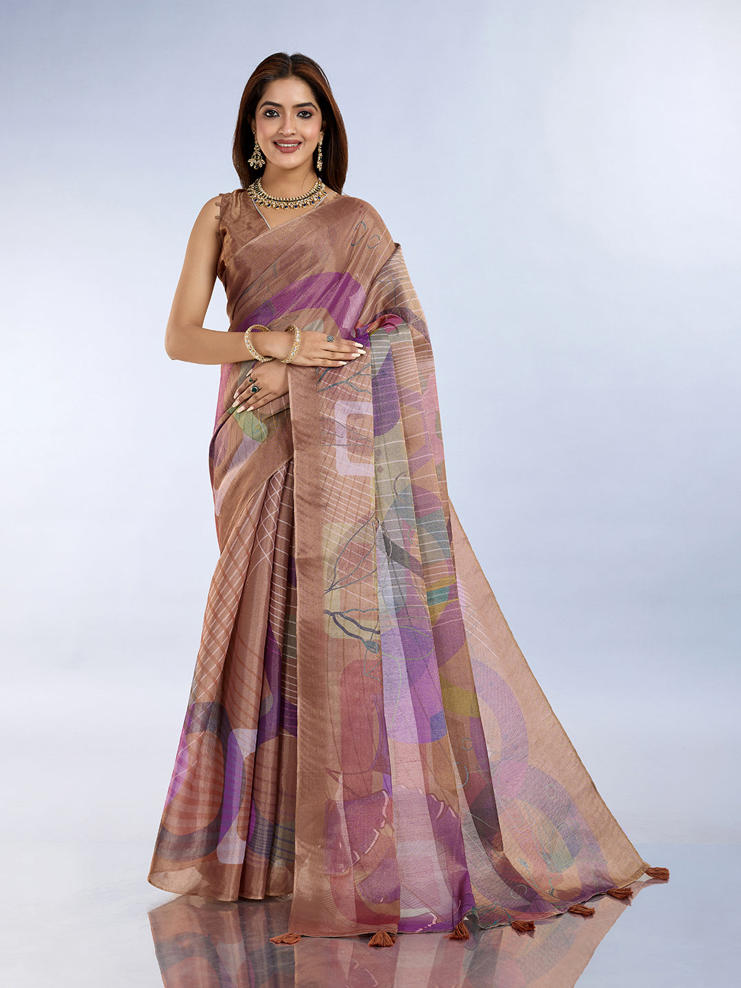 Erode Cotton Abstract Multicolor Saree with Contrast Border for Women