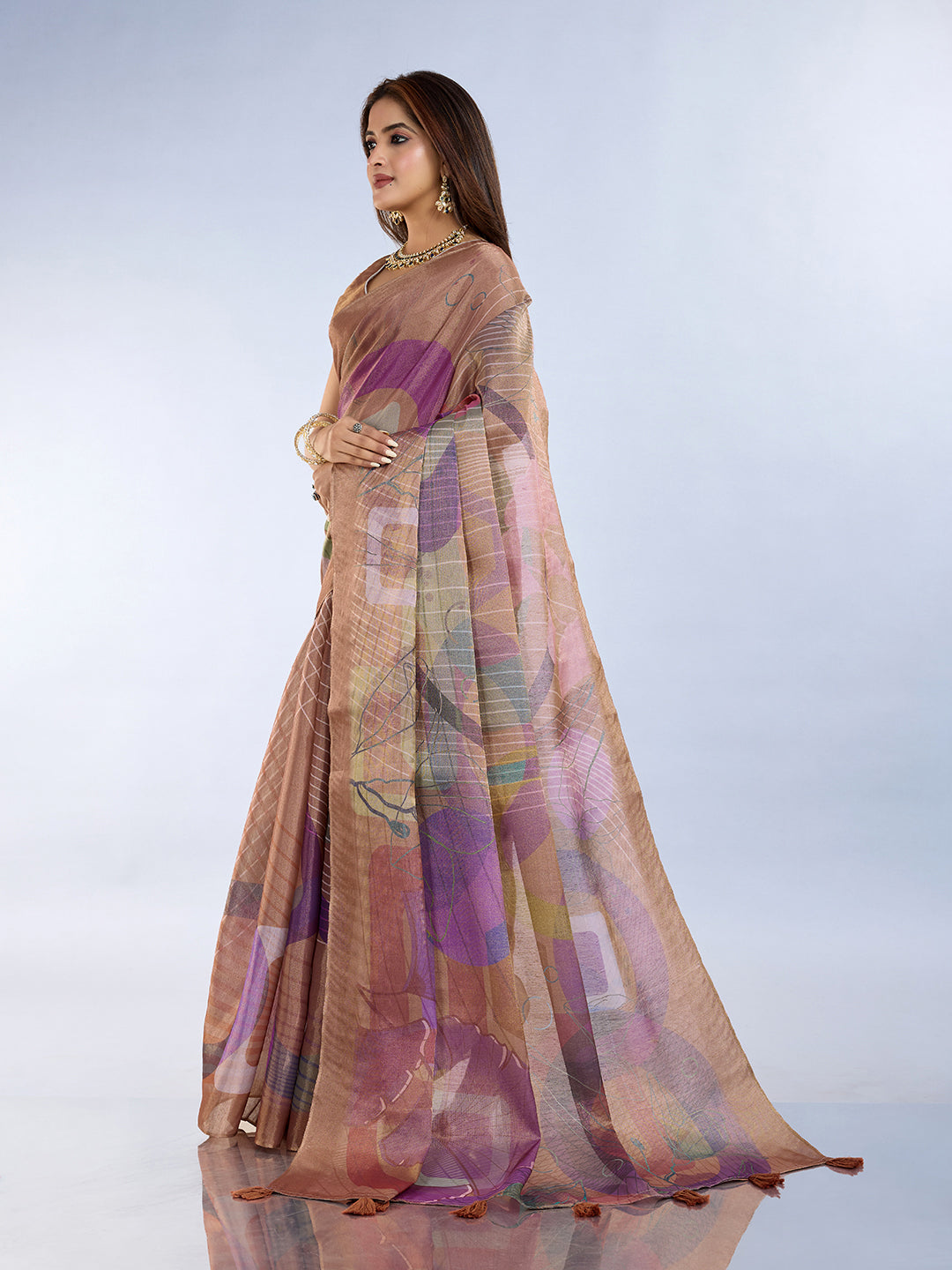 Erode Cotton Abstract Multicolor Saree with Contrast Border for Women