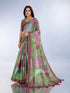 Green Pink Erode Cotton Abstract Saree with Artistic Border for Women