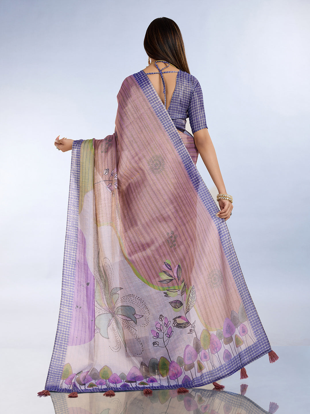 Mauve Erode Cotton Saree with Graceful Purple Border for Women