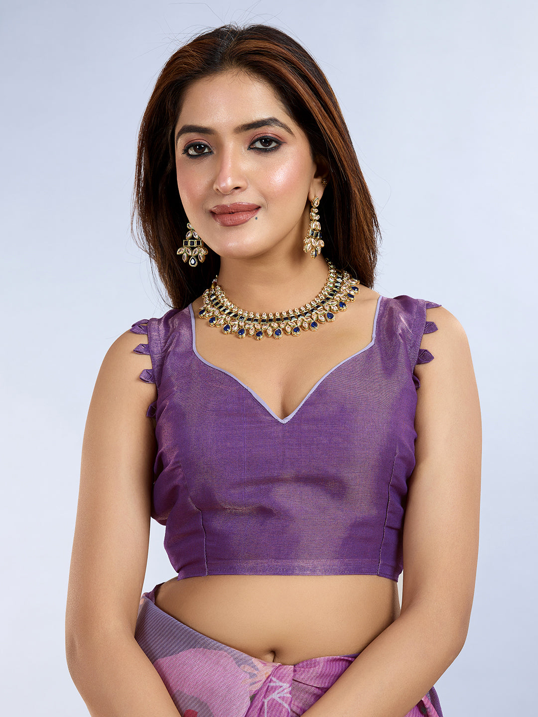Elegant Lilac Floral Erode Cotton Saree with Contrast Pallu for Women