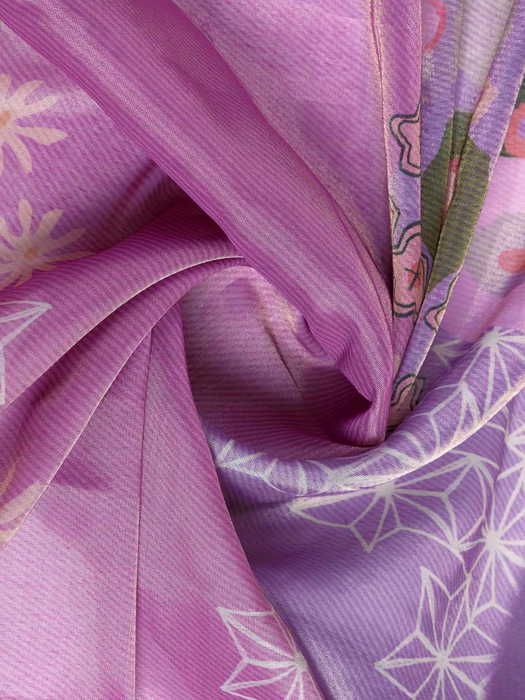 Elegant Lilac Floral Erode Cotton Saree with Contrast Pallu for Women
