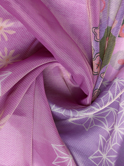 Elegant Lilac Floral Erode Cotton Saree with Contrast Pallu for Women