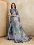 Teal Erode Cotton Floral Saree with Statement Printed Pallu for Women