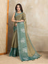 Olive Green Erode Cotton Geometric Floral Saree for Women