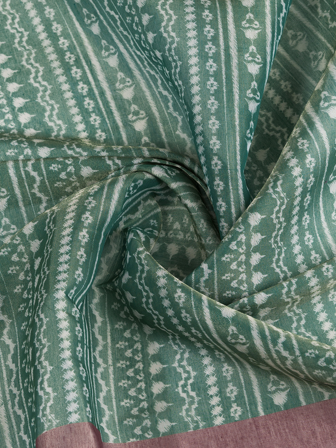 Sage Green Erode Cotton Floral Print Saree for Women
