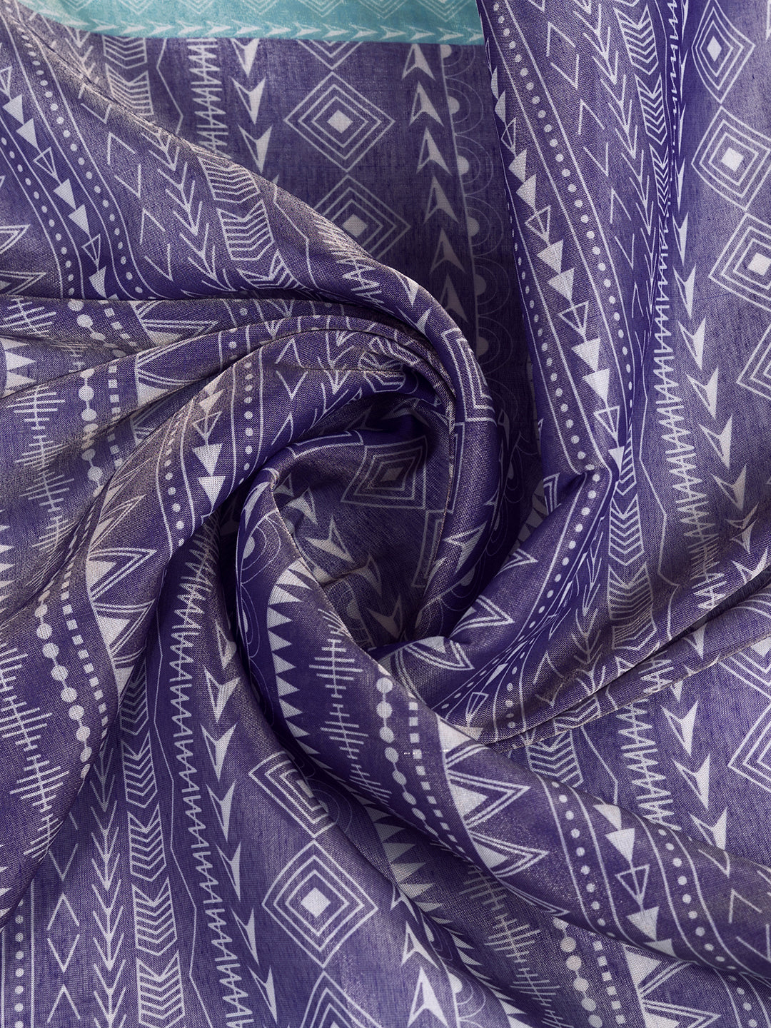 Purple Aqua Erode Cotton Saree with Geometric Floral Design for Women