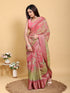 Pink Floral Kalamkari Linen Cotton Saree with Jacquard Border