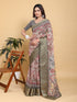Elegant Cream Linen Cotton Saree with Olive Jacquard Border for Women