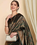 Green Banarasi Soft Silk Saree with Zari Jacquard Work