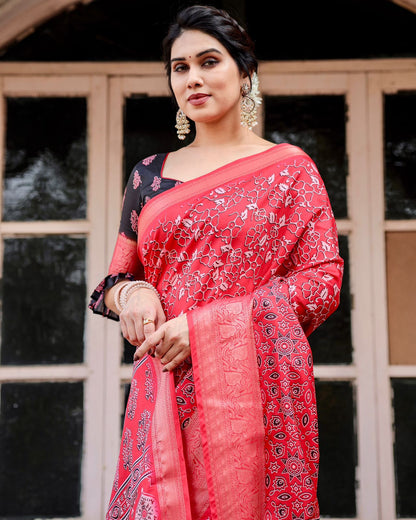 Bold Ajrakh Banarasi Saree for Elegant Festive Styling for Women