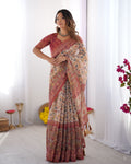 Royal Banarasi Silk Saree with Digital Floral Print