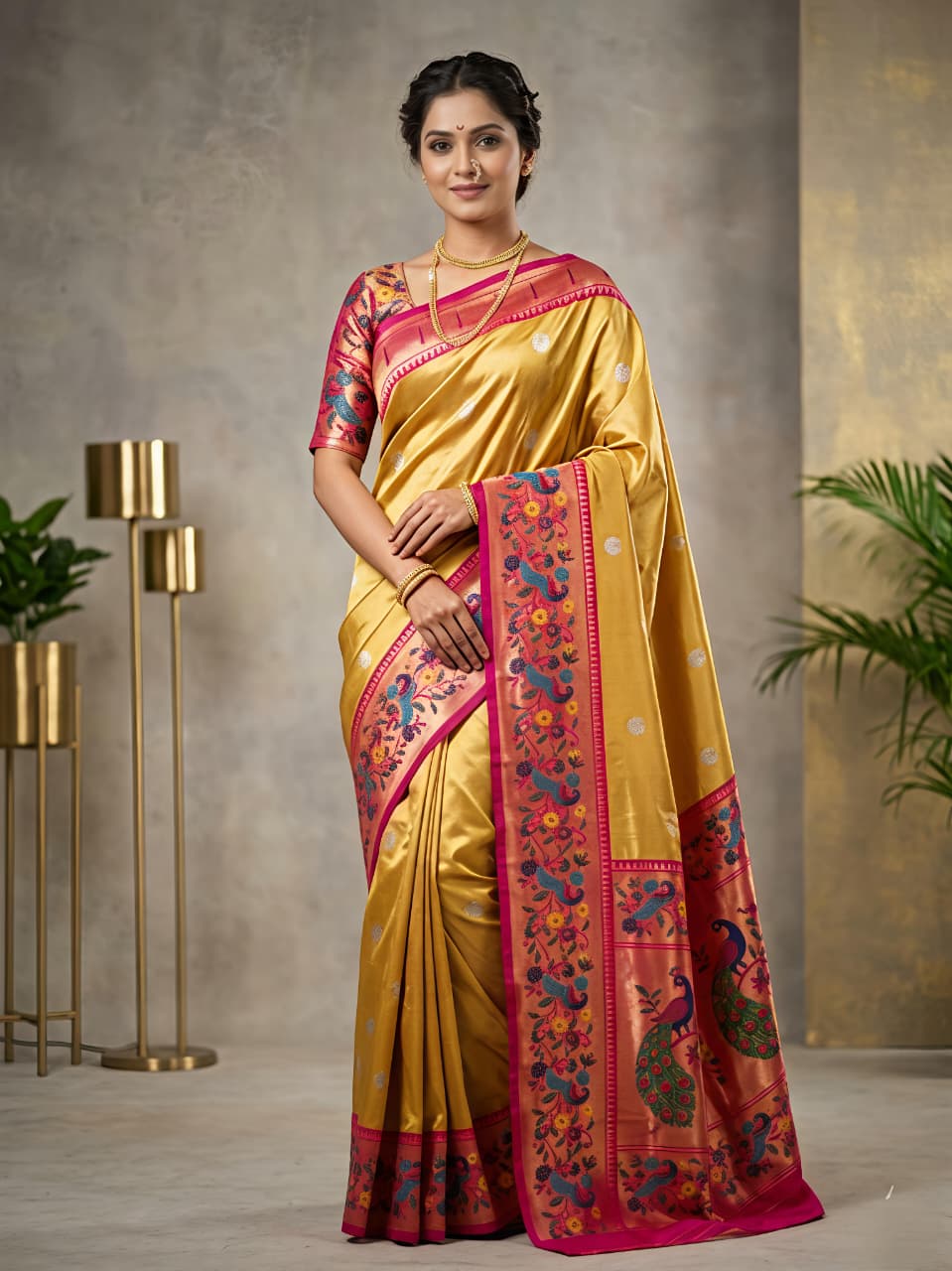Banarasi Tissue Maharani Paithani Silk Saree with Pallu for Women