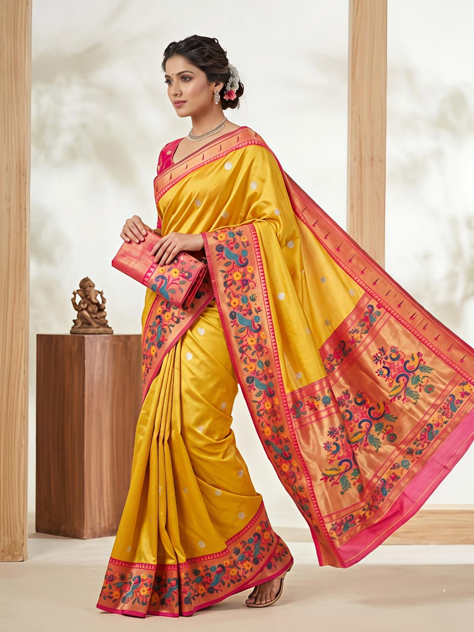 Banarasi Tissue Maharani Paithani Silk Saree with Pallu for Women