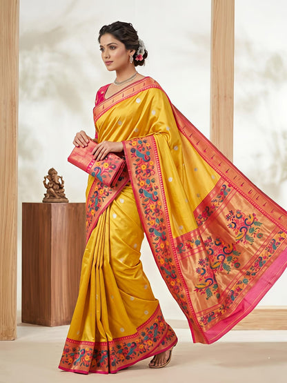 Banarasi Tissue Maharani Paithani Silk Saree with Pallu for Women