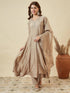 Elegant Beige Anarkali Kurta Pant Set with Dupatta for Women