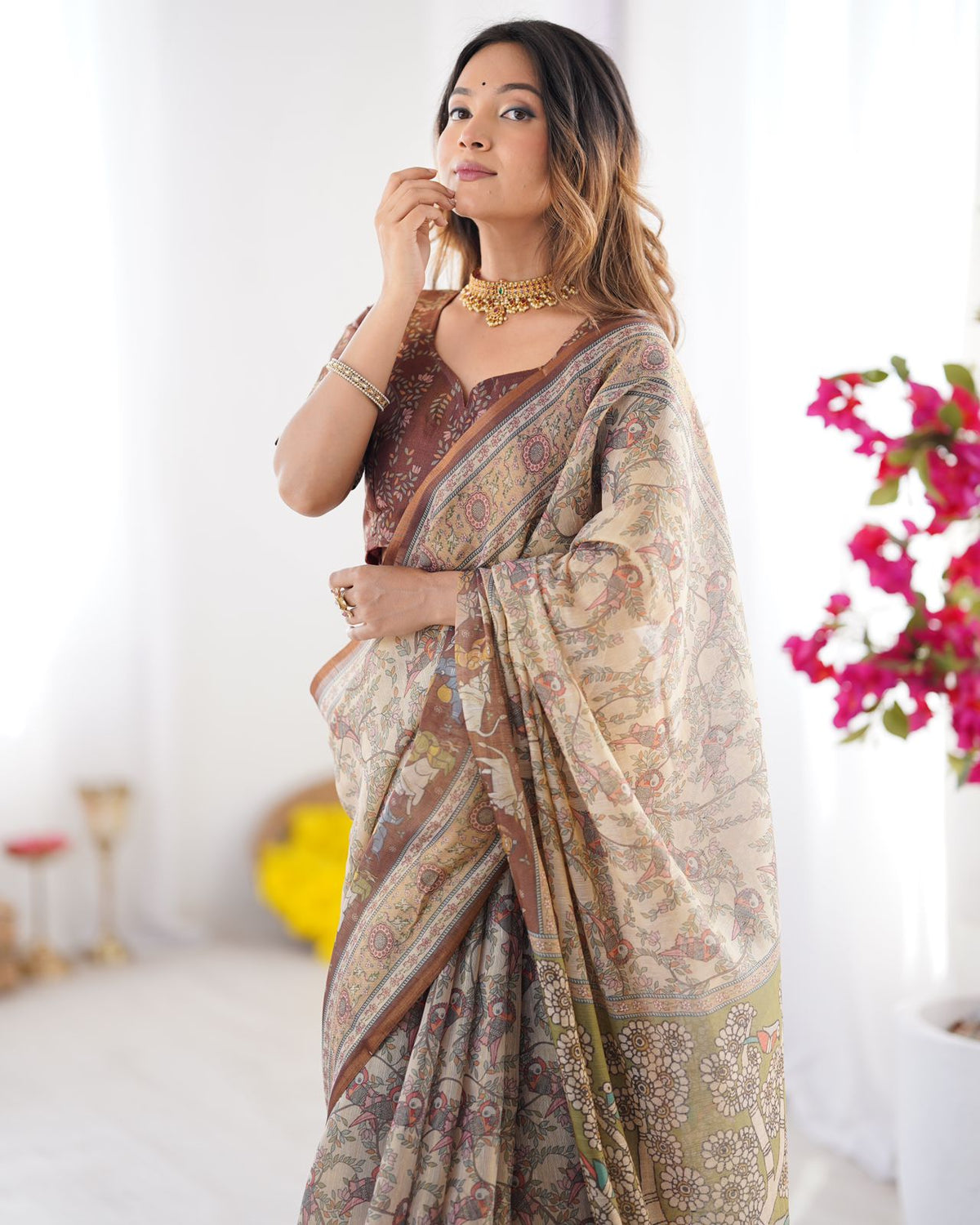 Beige Earth Folk Tale Saree – for Women