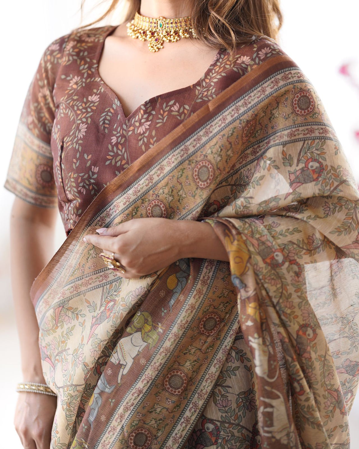 Beige Earth Folk Tale Saree – for Women