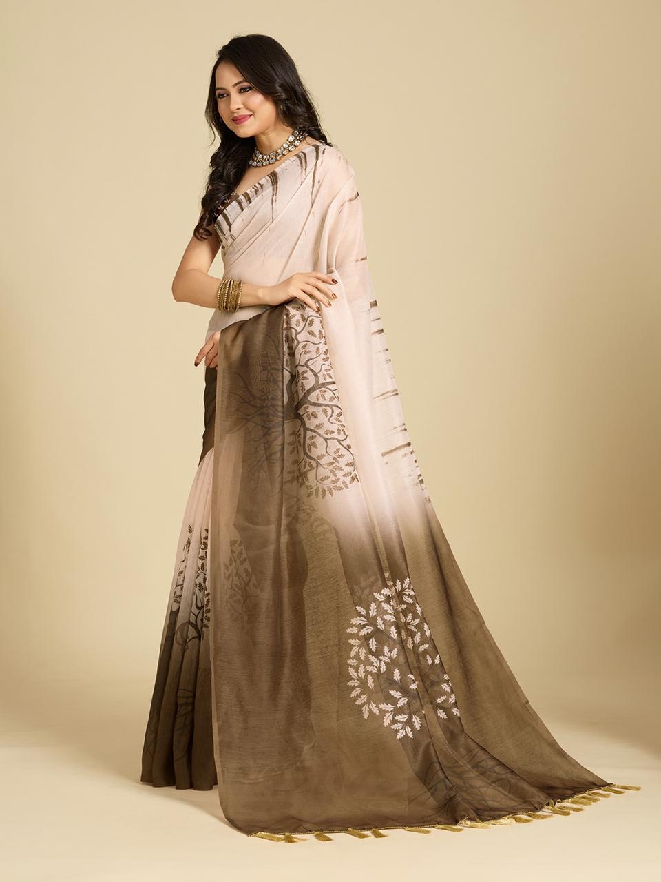 Beige Grace Cotton Silk Saree for Daily Wear for Women