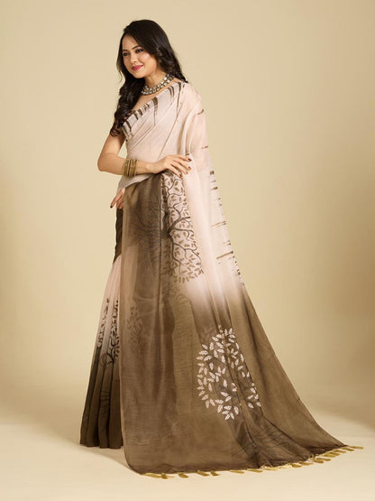 Beige Grace Cotton Silk Saree for Daily Wear for Women