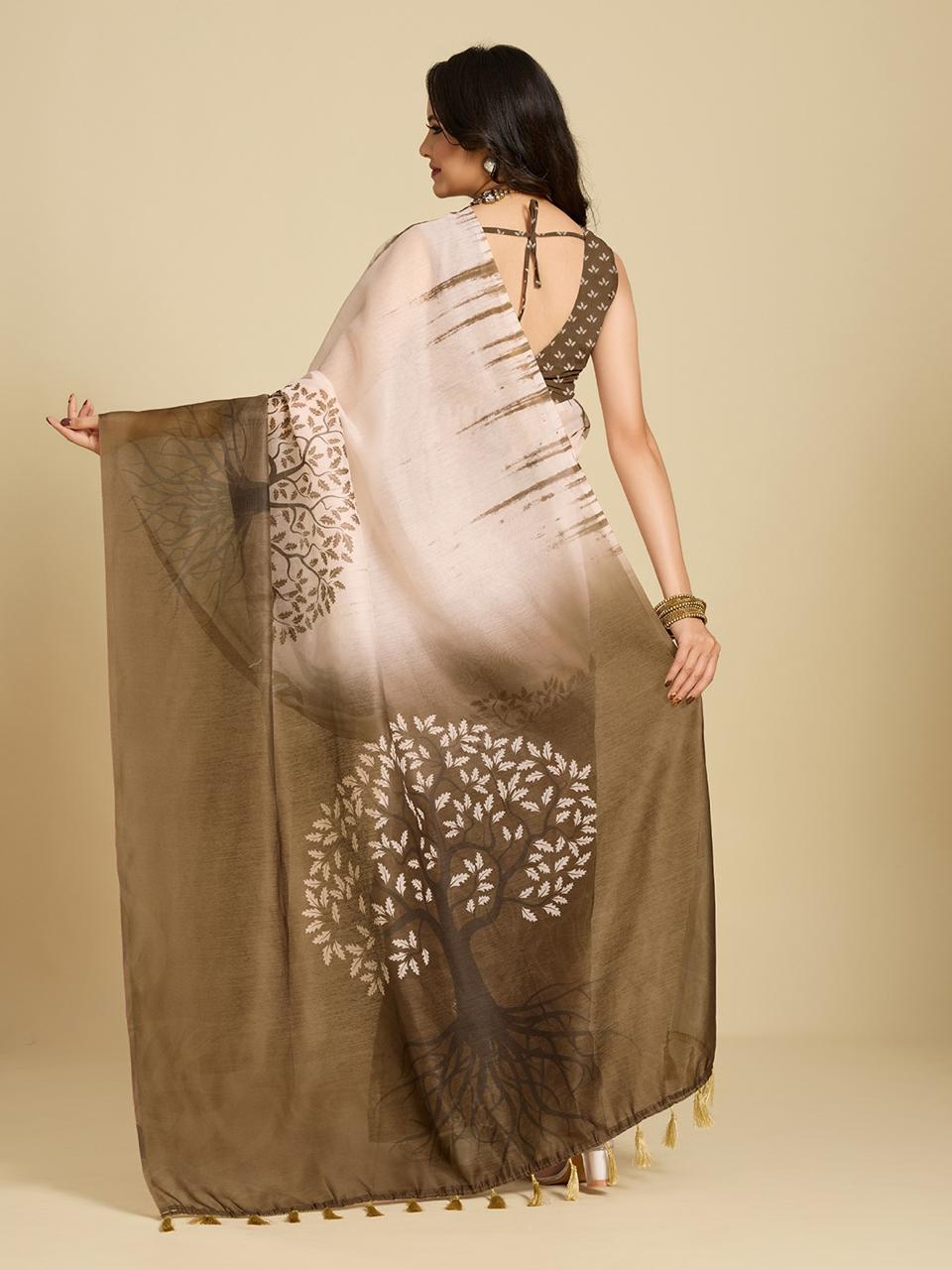 Beige Grace Cotton Silk Saree for Daily Wear for Women