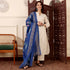 Beige Kurta Set with Blue Chanderi Dupatta for Women
