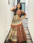 Beige Ethnic Printed Lehenga Set for Navratri and Garba for Women